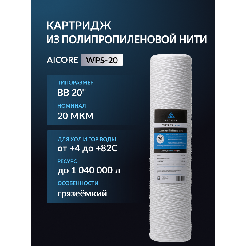 Картридж из полипропиленовой нити AICORE WPS-20 BB20