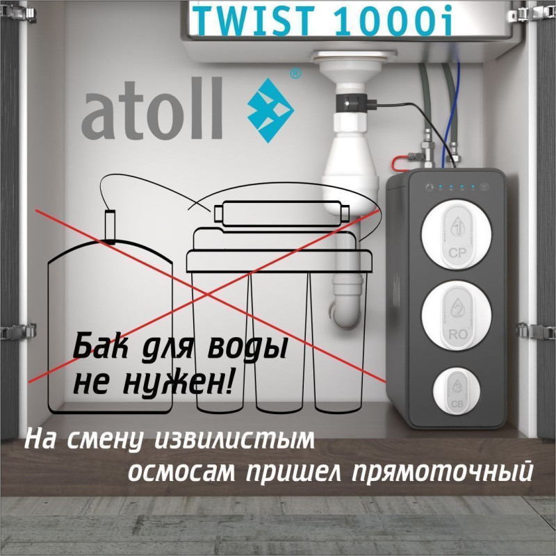 Прямоточная система обратного осмоса atoll TWIST 1000i