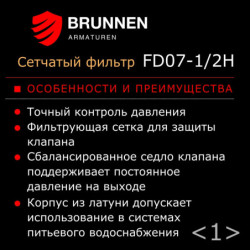 Набор: 2 сетчатых фильтра с редуктором давления Brunnen FD07-1/2C+H и 2 манометра